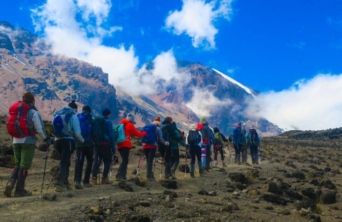 mountaineering on machame route with moondance